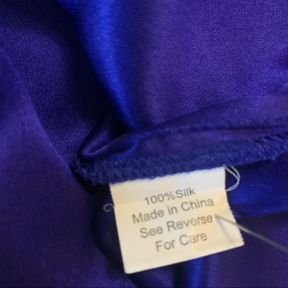 PARKER ROYAL BLUE SILK ONE SHOULDER BLOUSE TOP - Picture 7 of 10